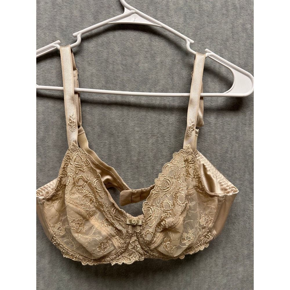 Wacoal Bra Beige 36C Renaissance Rose Underwire Bra Nude Lace Cups Style 85720